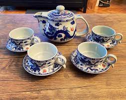 5 Piece Asian Teaset Asian Teapot Asian Teacups Asian Etsy In 2021 Asian Teapots Asian Teacups Tea Cups