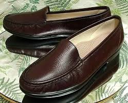 Sas Burgundy Leather Penny Loafers Slip Ons Comfort Dress Shoes Womens Sz 12 W Sas Loaf Womens Brown Leather Sandals Dress Shoes Womens Leather Sandals Women