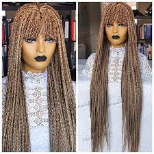 Braided Wig Knotless Braids Black Women Wig Braidwig Etsy Braids Wig Fringe Braid Womens Wigs