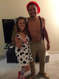 Diy Dalmatian Firefighter Halloween Costume Cute Couple Halloween Costumes Halloween Costumes Diy Couples Couple Halloween Costumes