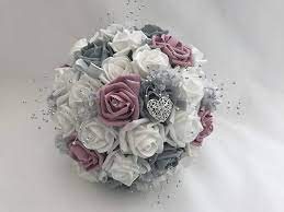 Save up to 70% on bulk flowers, wedding flowers and wholesale flowers. Artificial Wedding Flowers Bouquets Grey With Dusky Pink Amazon Co Uk Handmade Products