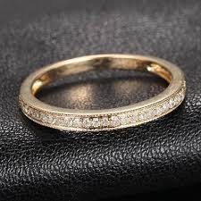 Pave Diamond Wedding Band Half Eternity Anniversary Ring 14k Yellow Gold Milgrain Diamond Wedding Bands White Gold Rings Diamond Bands