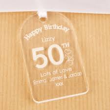 A great 50th birthday gift idea is to consider the year the person was born and use that as inspiration for your. Personalised 50th Birthday Bottle Tag Clear Acrylic Gift Tag Idea For Her New 643415799000 Ebay