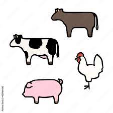 シンプルでかわいい家畜のイラストセット 手書き風 Векторный объект Stock | Adobe Stock