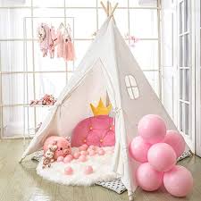 Wilwolfer Teepee Tent For Kids Foldable Children Play Tents For Girl And Boy With Carry Case Canvas Playhouse Toys Kids Teepee Tent Teepee Tent Girls Play Tent