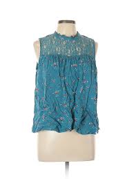 Details About Arizona Jean Company Women Blue Sleeveless Blouse Xl