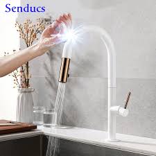 touch kitchen faucet senducs white pull
