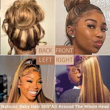 MOMOSHERO Highlight 360 Lace Front Wigs Human Hair Pre Plucked Full Lace 18  In Straight, 180% Density Highlighted Ombre Honey Blonde & Brown Full 360  Lace Frontal Wigs, 4/27 Colored 12A Brazilian Hair : Beauty & Personal Care 