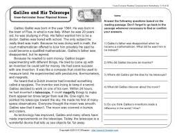 Education resources for your third grade classroom! Galileo And His Telescope 3rd Grade Reading Comprehension Worksheet