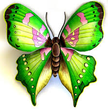 Contemporary butterfly metal wall art with clock. Decorative Painted Metal Butterfly Wall Hanging Handcrafted Butterfly Garden Art Hand Painted Metal Butterfly Wall Decor Metal Wall Art Garden Decor