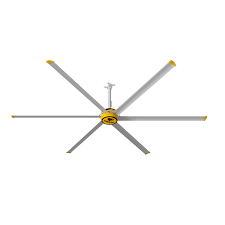 52 black rustic edison industrial ceiling fan with cage light w/ remote control. Big Ass Fans F Es2 1201s34 Silver Yellow Trim 12 Ft 6 Blade Commercial Industrial Ceiling Fan Lightingdirect Com