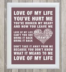 Love Of My Life Picture Word Art Print Poster Queen Lyric Wedding Engaged Gift Queen Lyrics Love Of My Life My Life Quotes
