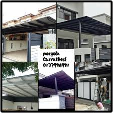 Lebar selalunya sampai ke longkang supaya air hujan terjun elok masuk longkang. Awning Rumah Johor Bahru