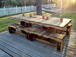 Rustic Pallet Grand Dining Table With Benches Jpg 720 540 Pallet Outdoor Pallet Dining Table Easy Wood Projects