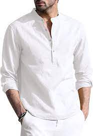Buy Hwilegend Mens White Casual Cotton Linen Button Henley Shirt Long Sleeve Hippie Beach Shirts Yoga Loose Henleys Tops Online In Saint Helena Ascension And Tristan Da Cunha B097kwh56s