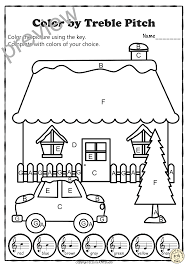 Musical Coloring Pages For Winter Color By Treble Pitch With Answers Anastasiya Multimedia Studio Pitch Colour Music Worksheets Winter Colors