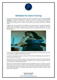 Methods For Slave Training by Pandoras Box NY - Issuu