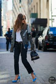 Black White And Blue Outfits Handmade Women S Black White Blue Fashion Studded Punk Style Leather Jacket In 2020 Jackets For Women Blue Fashion Studded Jacket