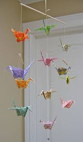 Origami Crane Mobile Colourful Chiyogami Print Papers Etsy Origami Origami Mobile Origami Crane