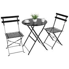 Check spelling or type a new query. Bistro Table Chair Set Folding 3 Piece Round Black Outdoor Garden Patio Portable Ebay