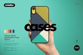Iphone Xr 2d Case Black Mockup Set Iphone Phone Template Case