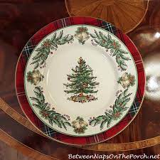 Christmas tree charger decorative plate ready to ship | etsy. Tartan Chargers For The Holiday Table Between Naps On The Porch