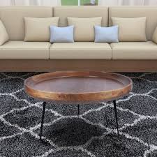 The Urban Port Round Brown And Black Coffee Table With Metal Legs Upt 183000 Coffee Table Wood Mango Wood Coffee Table Black Coffee Tables
