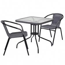 Outdoor Glass Table And Chairs Black Wicker Bistro Patio Furniture Set 3 Pieces Patio Furnishings Pool Patio Furniture Patio Furniture