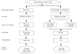 flow chart of small wood harvesting in whole tree and