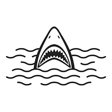 Black And White Shark Teeth Clipart Shark Open Mouth Ocean Sea Vector Illustration Creatief