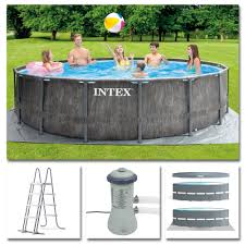Intex Komplettset Prism Frame Pool Greywood O 457x122cm Filterpumpe Swimmingpool Frame Pool Rundpools Swimming Pools Freizeit Store