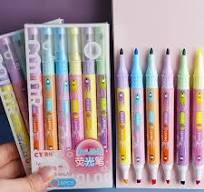 6 PCS Double-head Color Overlapping Highlighter Pen Foldable Color Korean  Stationery Kawaii School Supplies Educational supplies - AliExpress
