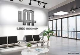 Logo On Office Waiting Room Wall Mockup In 2020 Office Waiting Rooms Glass Wall Office Living Room Interior