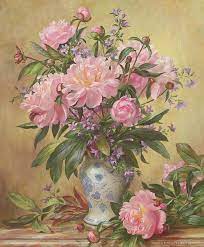 Vase Of Peonies And Canterbury Bells Art Print By Albert Williams Floral Painting Flower Painting Flower Art