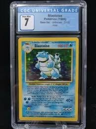 The card is hologram and from the first base set. Mavin Cgc 7 Pokemon Card Base Set Blastoise 2 102 Holo Foil Rare Mint Bgs Psa