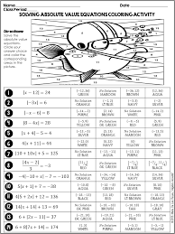 Solving Absolute Value Equations Coloring Activity Literal Equations Absolute Value Equations Algebra Activities