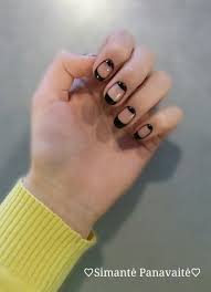 Acrylic Black And Clear Nails Black Acrylic Paint With Clear Nail Polish Cute And Easy By Simantė Panavaitė Clear Nails Clear Nail Polish Black Acrylic Paint