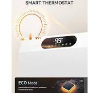 Unbranded 1500W Wall-Mounted Electric Heater Furnace with Smart Control,  ECO Thermostat, 5 Modes, White 27ISA05925