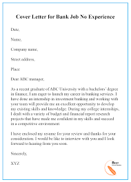 Cover Letter For Bank Job No Experience Cprc