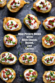 Mini Potato Skins With Sour Cream Bacon And Chives From Cravingsofalunatic Com This Recipe For Mini Potato Skins With Sou Potato Skins Recipes Chives Recipe