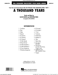 Sadly i don't own a thousand years (it is. Murtha A Thousand Years From The Twilight Saga Breaking Dawn Part 1 Sheet Music Complete Collection For Concert Band
