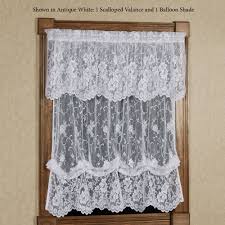 Lace scalloped valance curtain panel 70 x 20 floral pattern sears. Enchanting Roses Lace Window Treatment