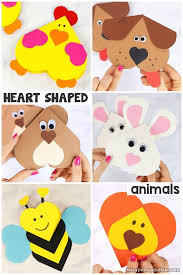 Heart Animals Crafts Valentines Heart Shaped Animals Valentines Art For Kids Animal Crafts For Kids Animal Crafts