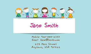 (3.5x2 in / print ready 300 dpi, cmyk, bleed.) Blue Babysitting Business Card Design 1101181