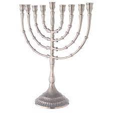 Candle holder lotuse candle holder gold flower and candle holder candle holder in living room candle holders in crystal lotus flower star candle low price for black metal candle holder home: Nickel Plated Brass Hannukiah 9 Branches H 12 1 2 In Online Sales On Holyart Com