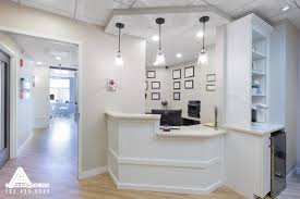 Simple And Bright Reception Area Dental Office Design By Arminco Inc Office Interior Design Medical Office Interior Medical Office Design