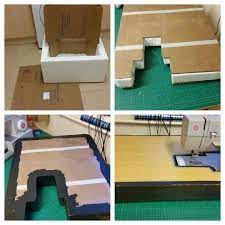 Made from cardboard boxes (free), polystyrene (free). Diy Sewing Machine Extension Table Made From Cardboard Boxes Free Polystyrene Free 2 Sewing Machine Table Diy Diy Sewing Table Sewing Room Organization