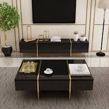 Rectangular Coffee Table White Black Coffee Table With Drawers Table With Storage Gold Metal In 2020 Black Coffee Tables Silver Living Room Coffee Table