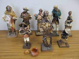 The paper mache figures of mexico come in so many styles and colors but these beautiful skeletons, doing the work of street vendors, are really exceptional. Lot Of 8 Vintage Handmade Mexican Folk Art Paper Mache Figures Little Canada Estate Auction Antiques Collectibles Mid Century Furniture More K Bid