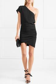 Black Davov One Shoulder Ruched Crepe Mini Dress Iro Mini Dress Mini Black Dress Dresses